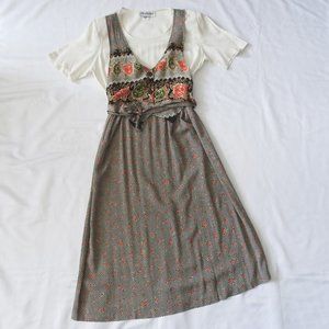 Ellen Ashley Vintage 70s Cottagecore Vest T-shirt Dress